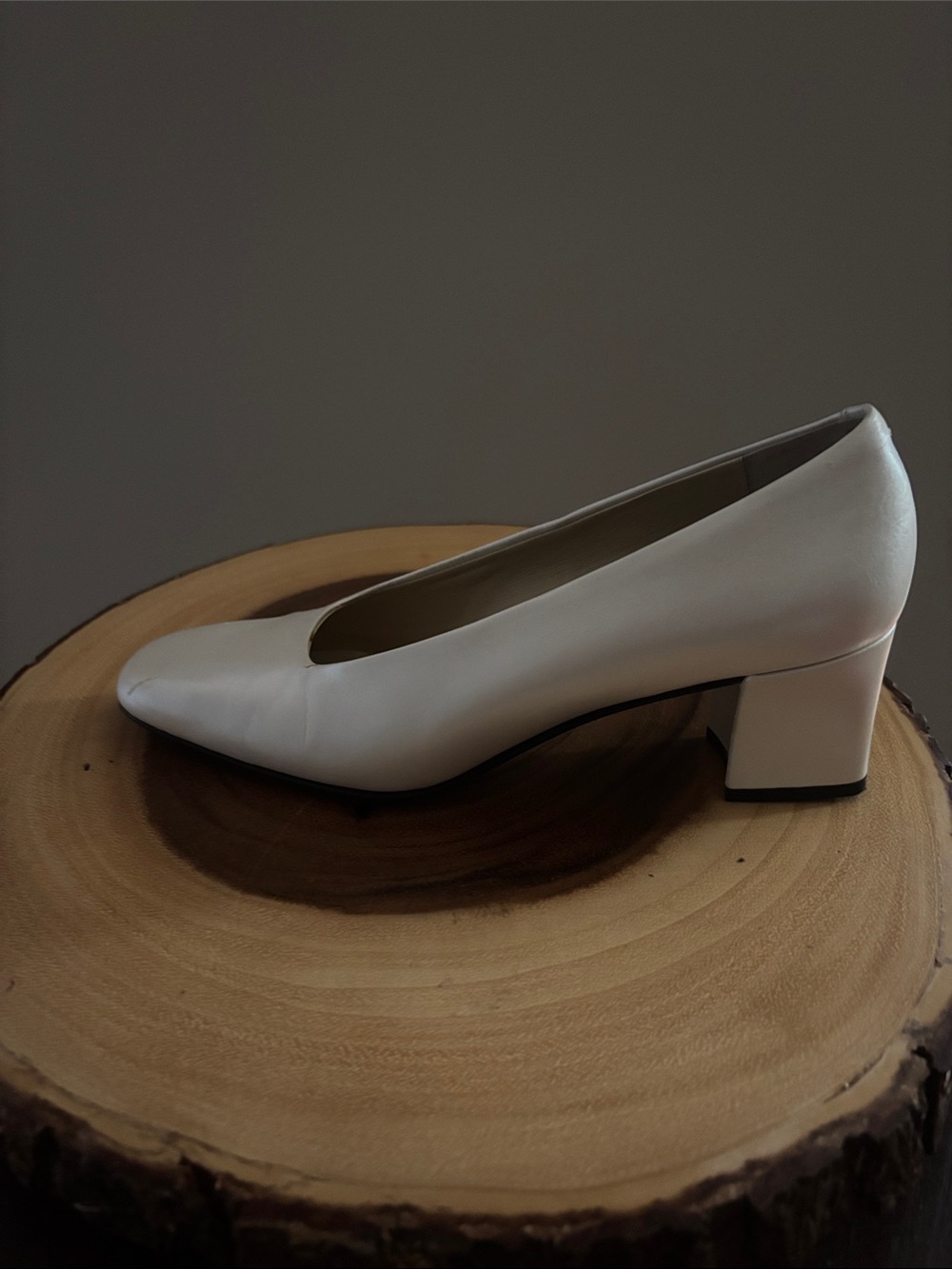 Amalfi White Block Heel Pumps for Women